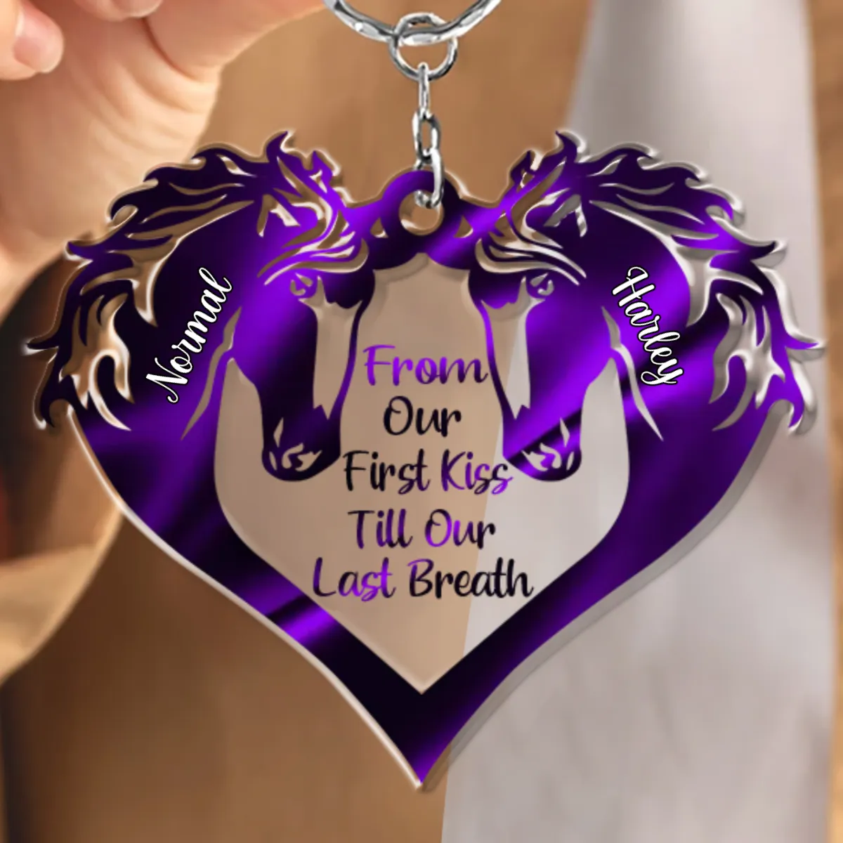 All of Me Love All of You Couple Horse Heart Personalized Acrylic Keychain, Idea Gift for Horse Loves