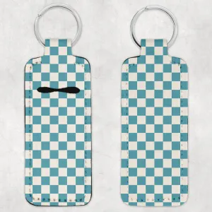 Aqua Check Lip Balm Holder & Wristlet