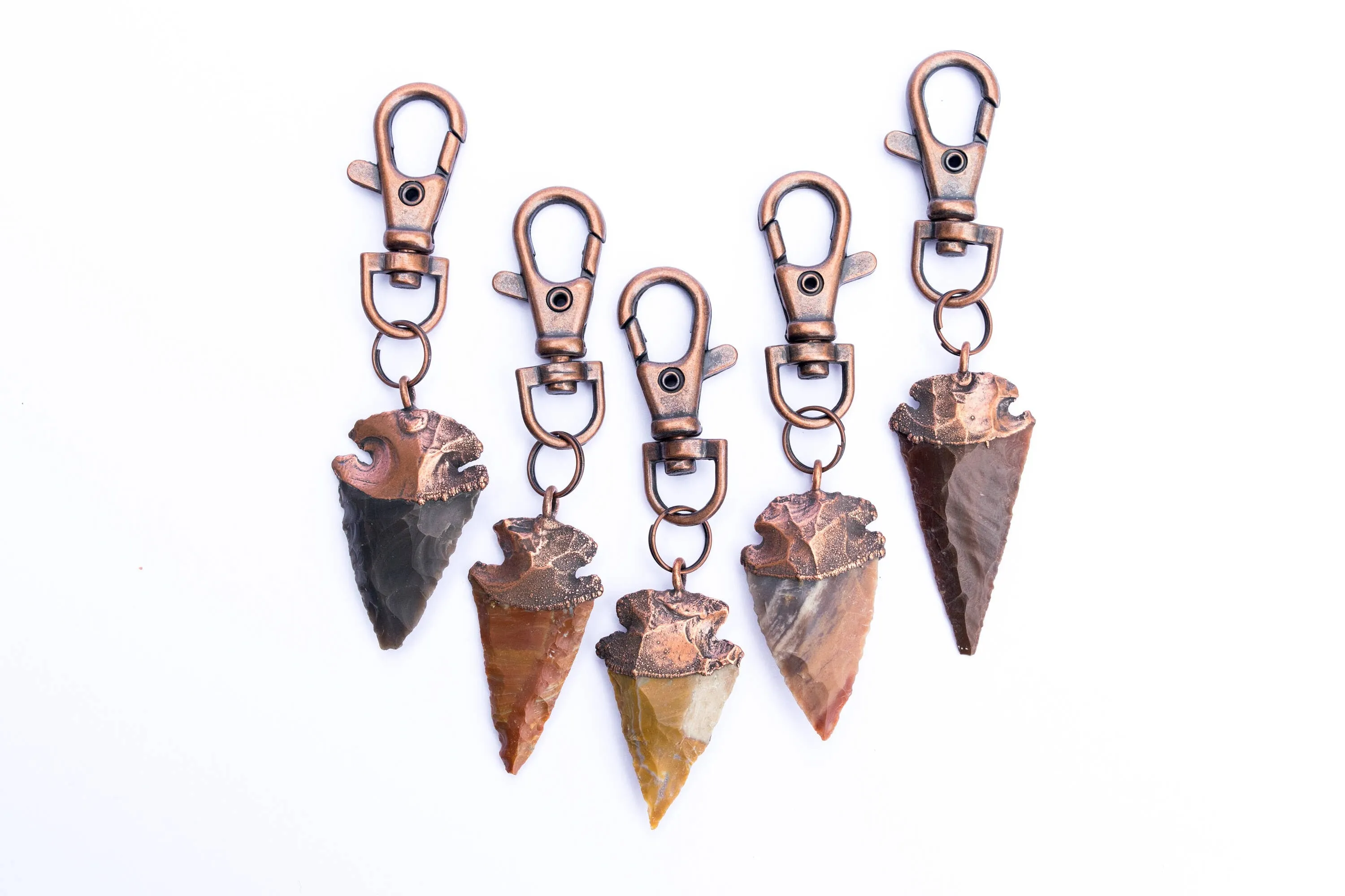 Arrowhead keychain | Raw crystal keychain