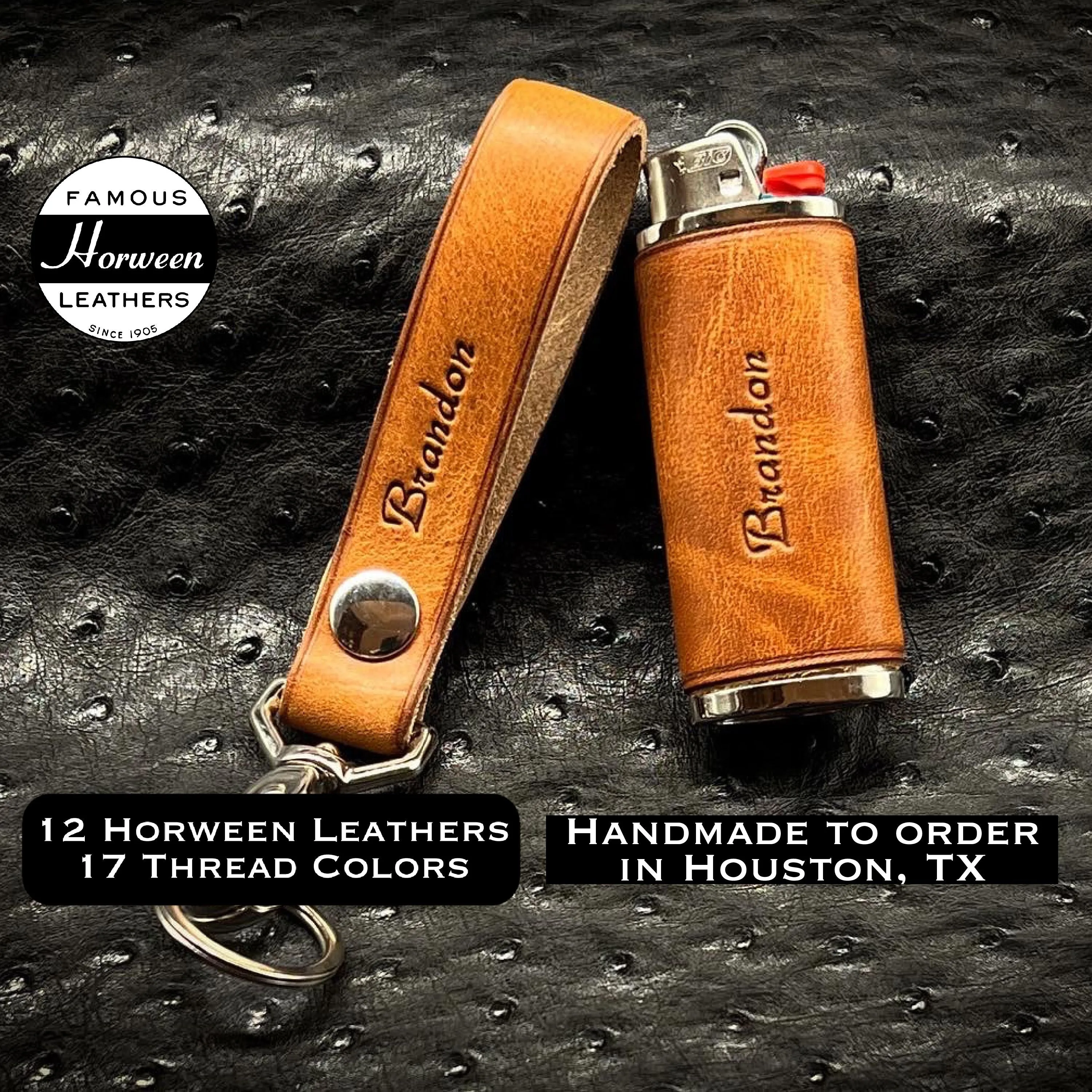 Bic Lighter Case & Matching Keychain - Hand made to order in Horween Leather