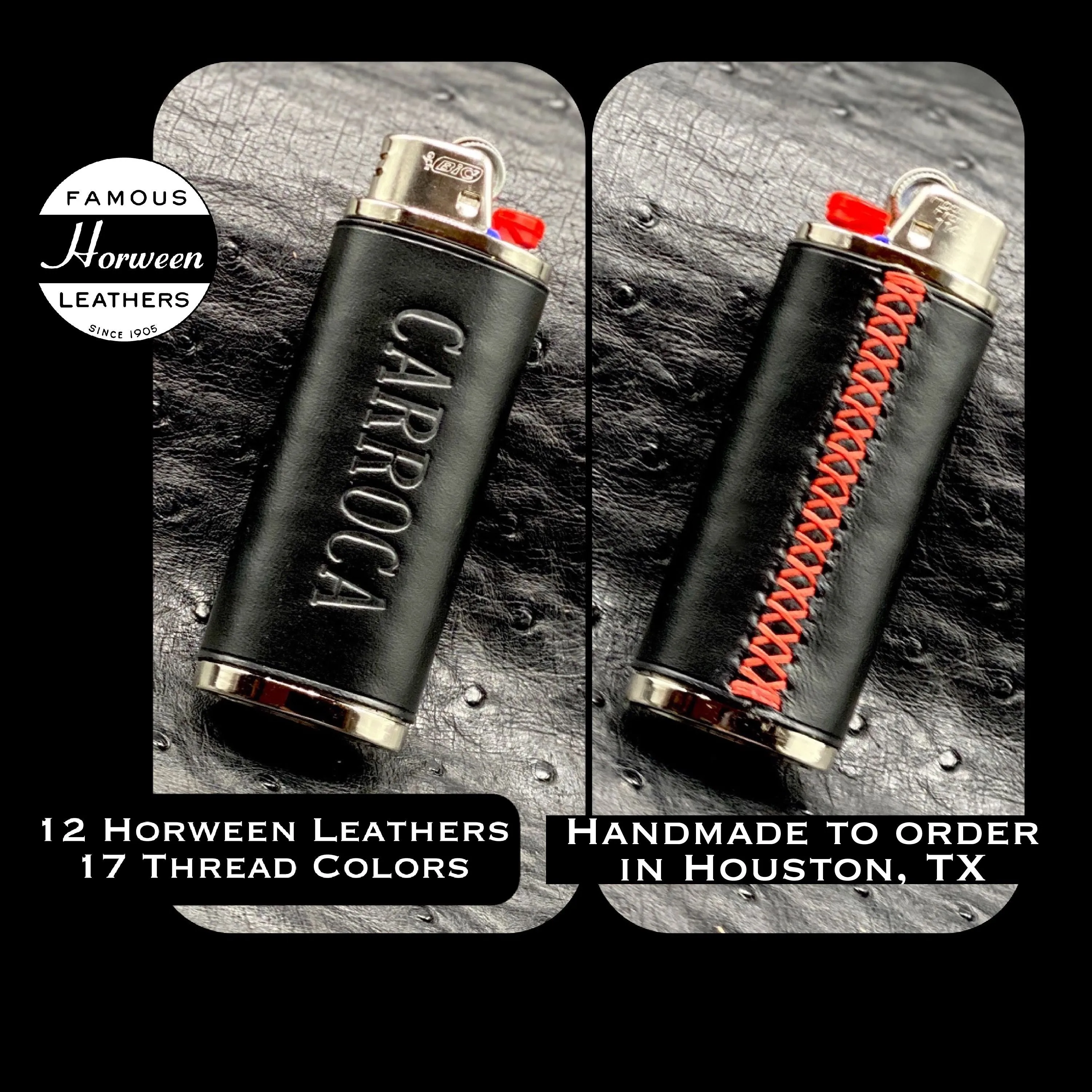 Bic Lighter Case & Matching Keychain - Hand made to order in Horween Leather