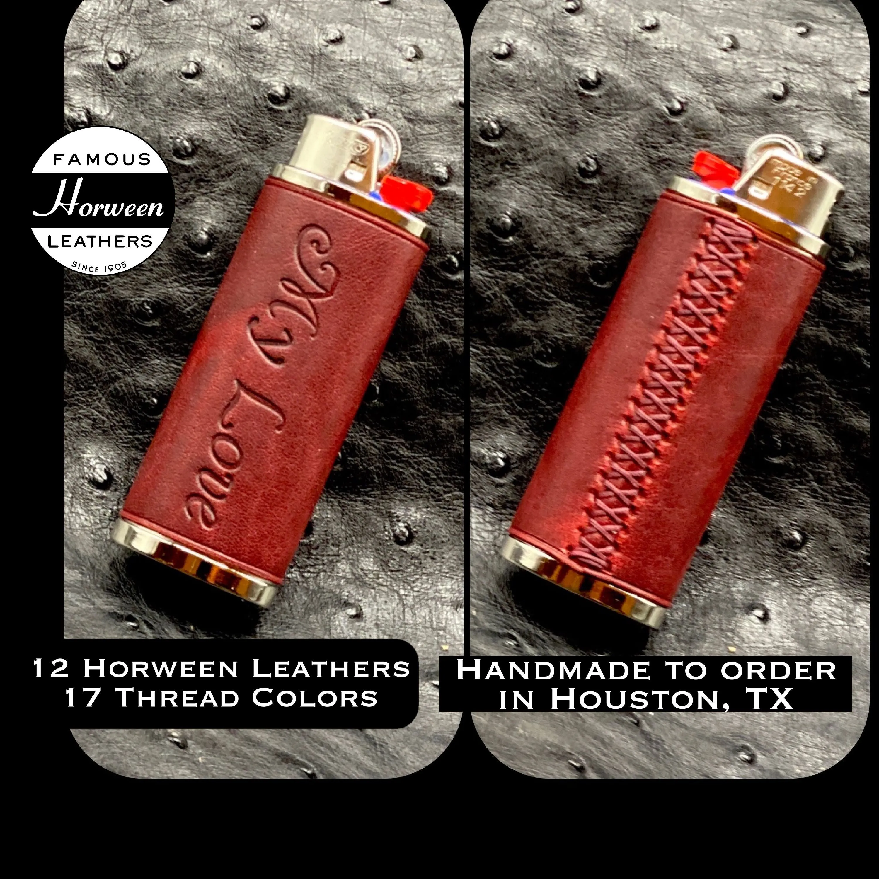 Bic Lighter Case & Matching Keychain - Hand made to order in Horween Leather