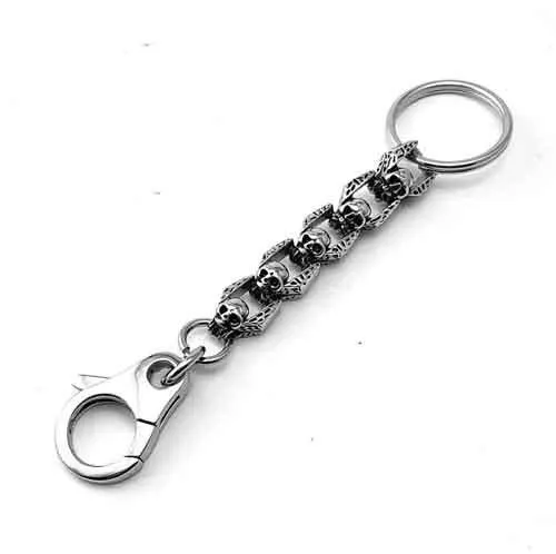 Biker Stainless Steel SILVER GHOST Skull KEYCHAIN BIKER SILVER Key CHAIN SILVER jeans chain jean chain FOR MEN