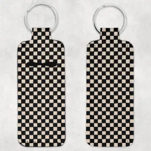 Black & White Check Lip Balm Holder & Wristlet