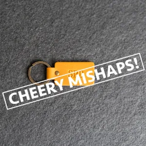 Cheery Mishaps - Double-Sided Rectangle Leather Keychain