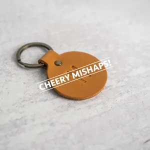 Cheery Mishaps - Personalized Leather Round Keychain