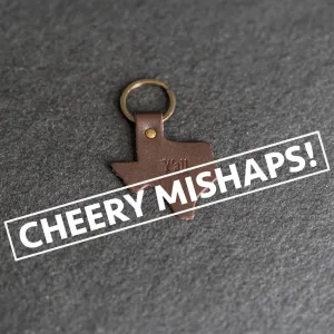 Cheery Mishaps - Texas Shape Leather Keychain