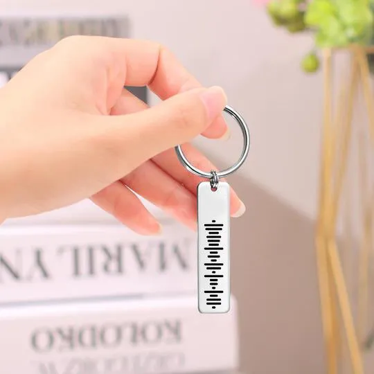 Custom Keychain Scannable Music Code Keychain Stainless Steel Keyring