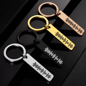 Custom Keychain Scannable Music Code Keychain Stainless Steel Keyring