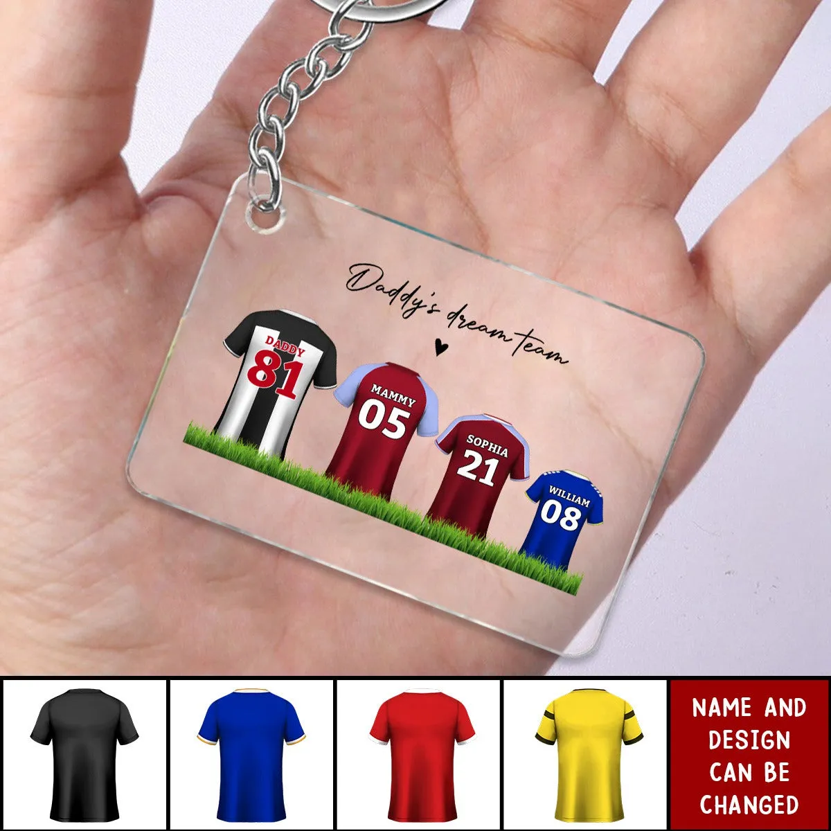 Daddy's Team Soccer Shirt Personalized Acrylic Keychain