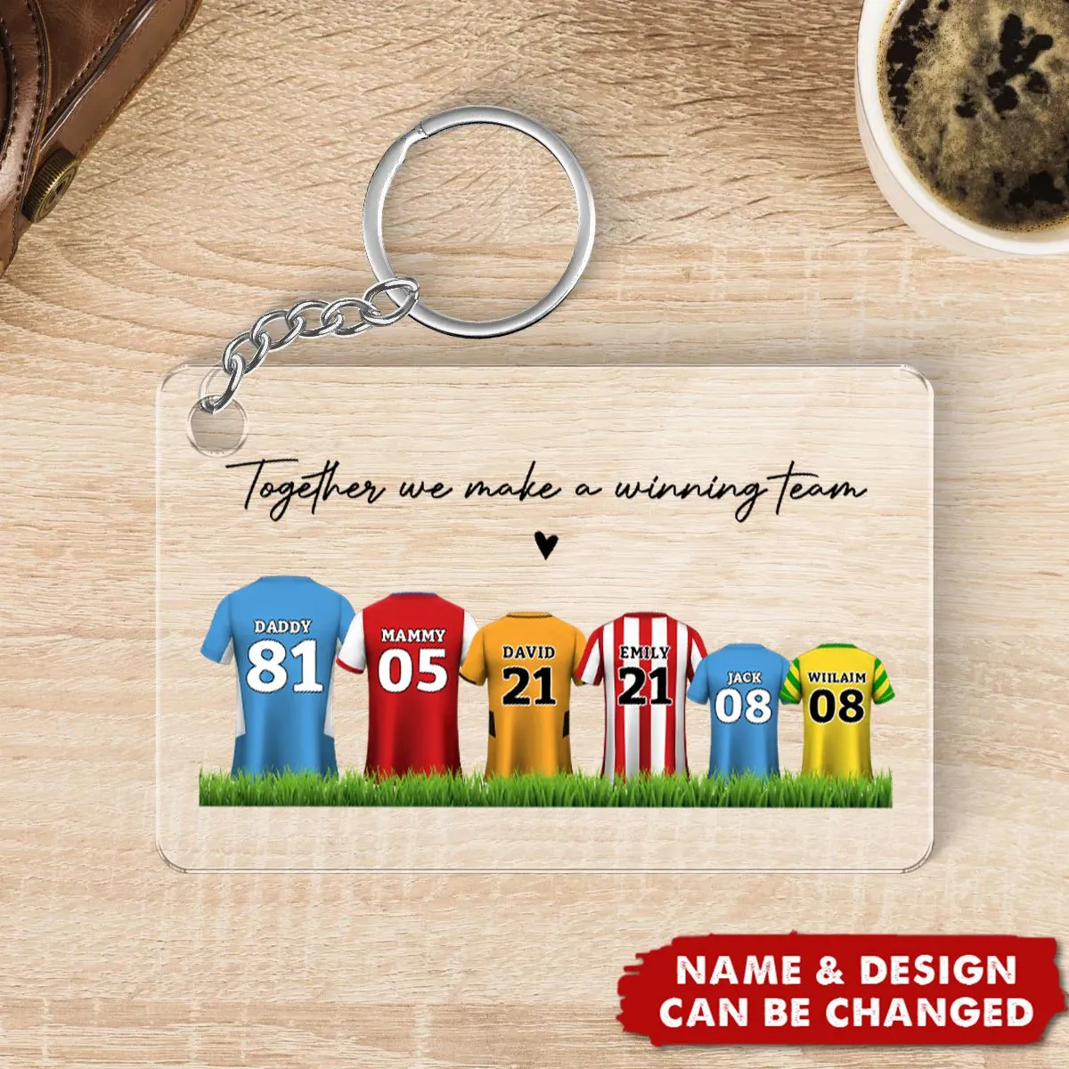 Daddy's Team Soccer Shirt Personalized Acrylic Keychain