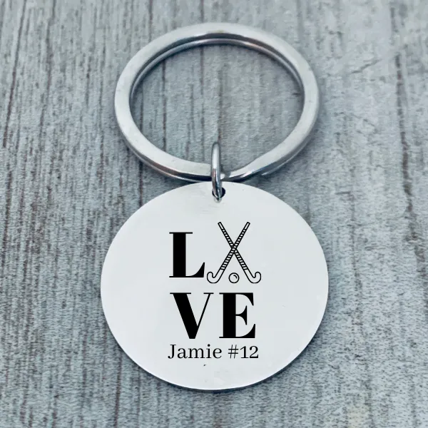 Engraved Personalized Field Hockey Keychain