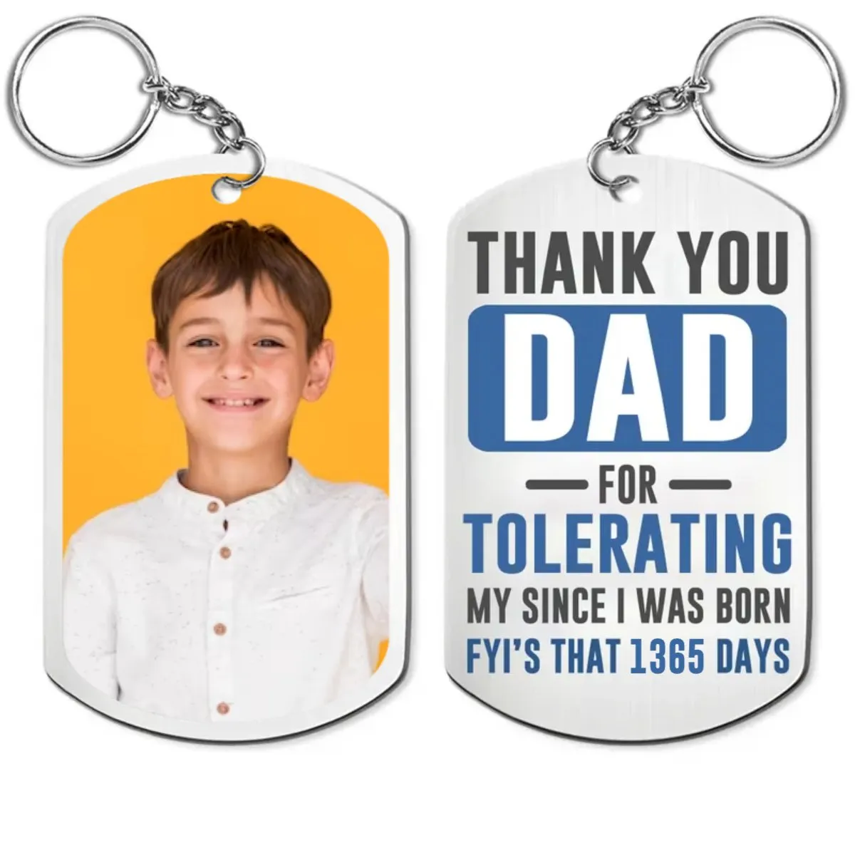 Family - Custom Photo Thank You Dad For Tolerating Me Since I Was Born - Personalized Aluminum Keychain