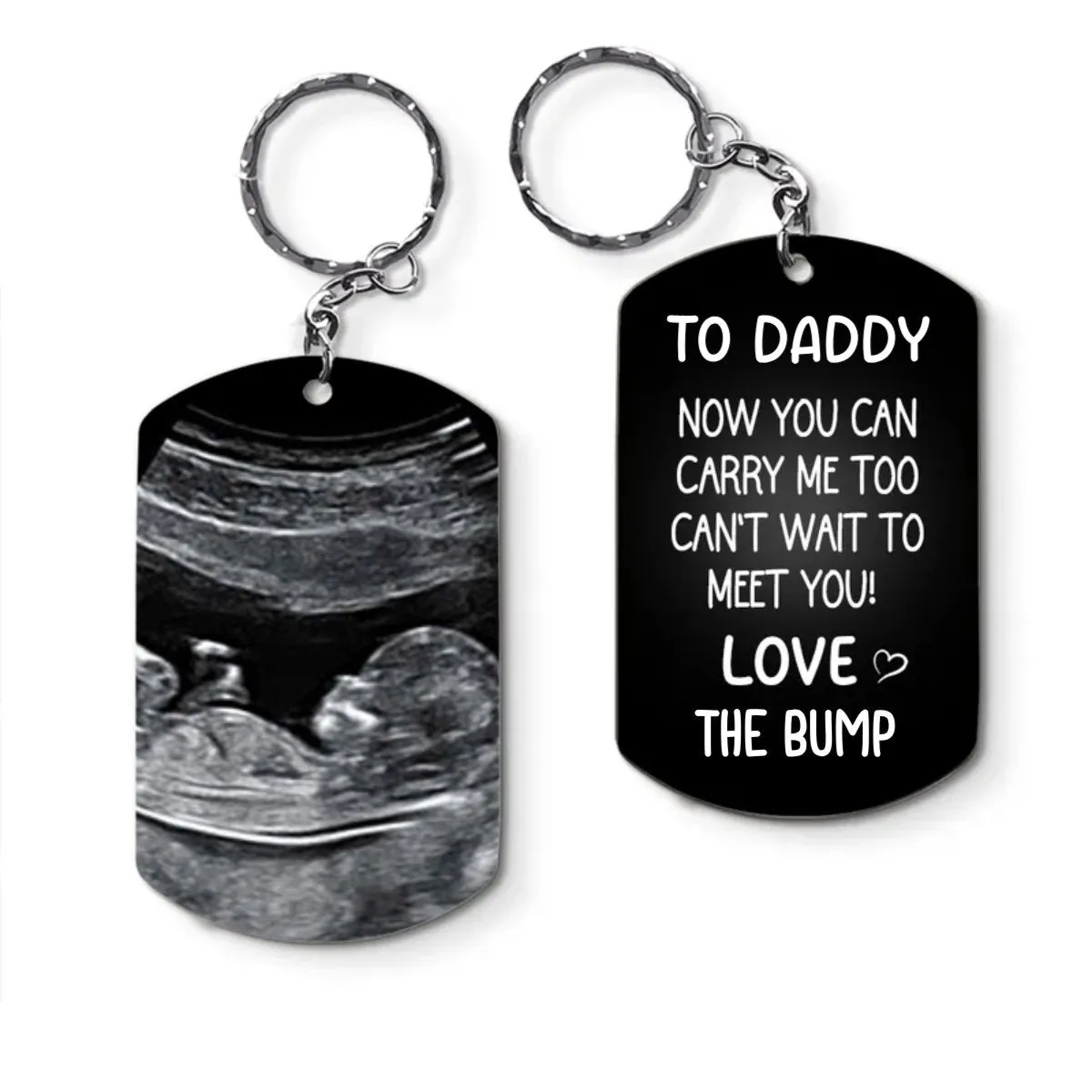 Father - Custom Photo To Daddy Now You Can Carry Me Too - Personalized Keychain