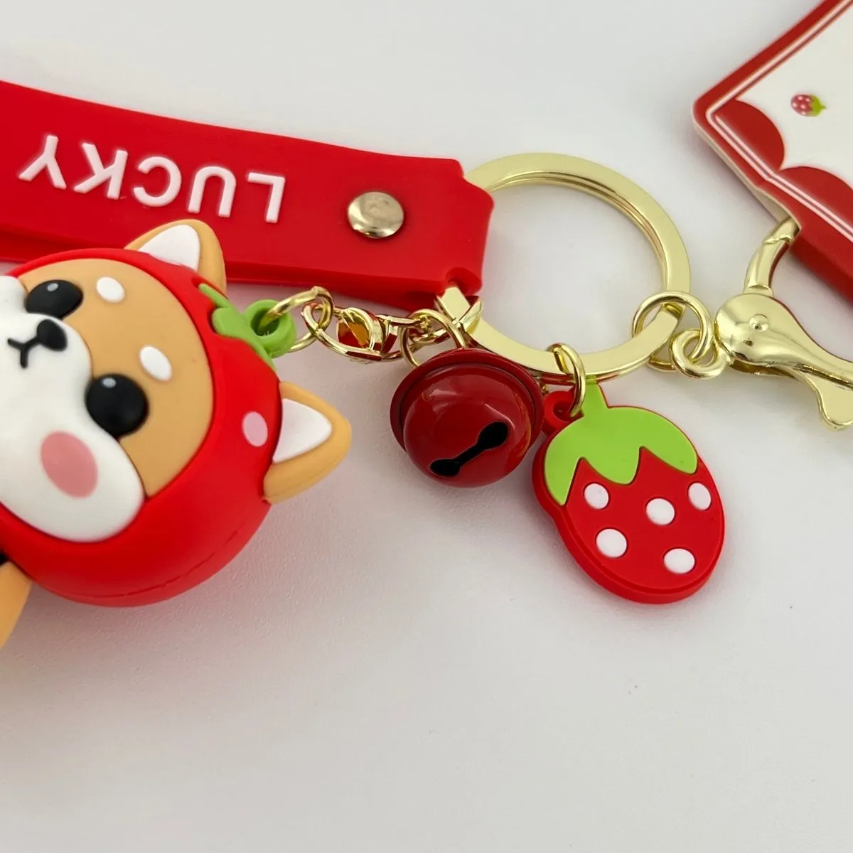 Kawaii Keychain Shiba Inu Red Strawberry