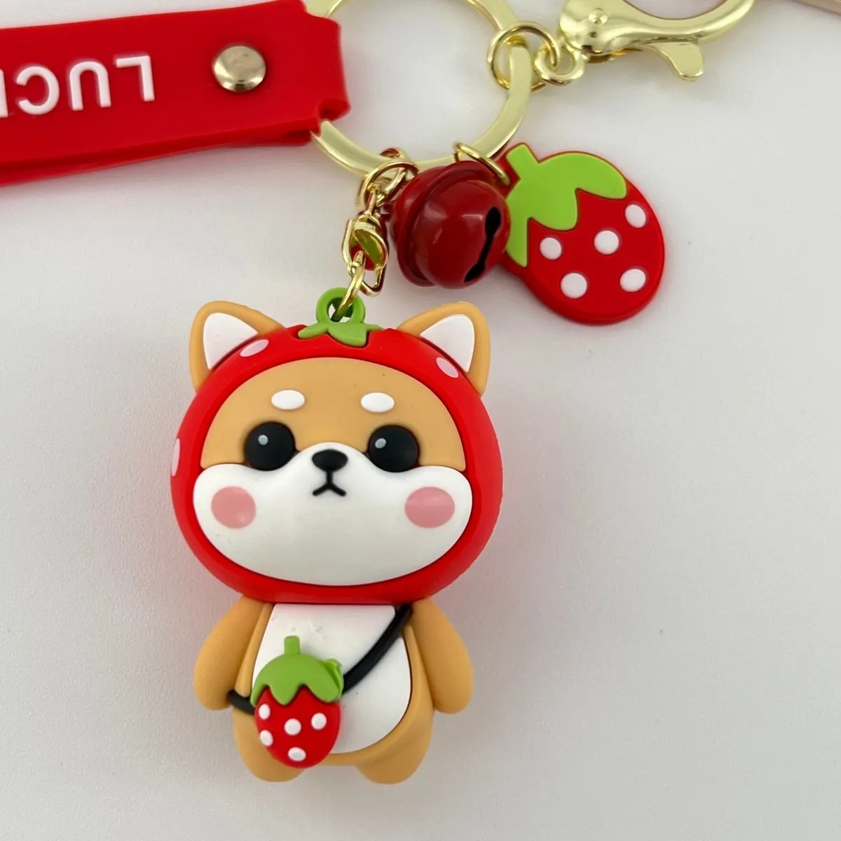 Kawaii Keychain Shiba Inu Red Strawberry