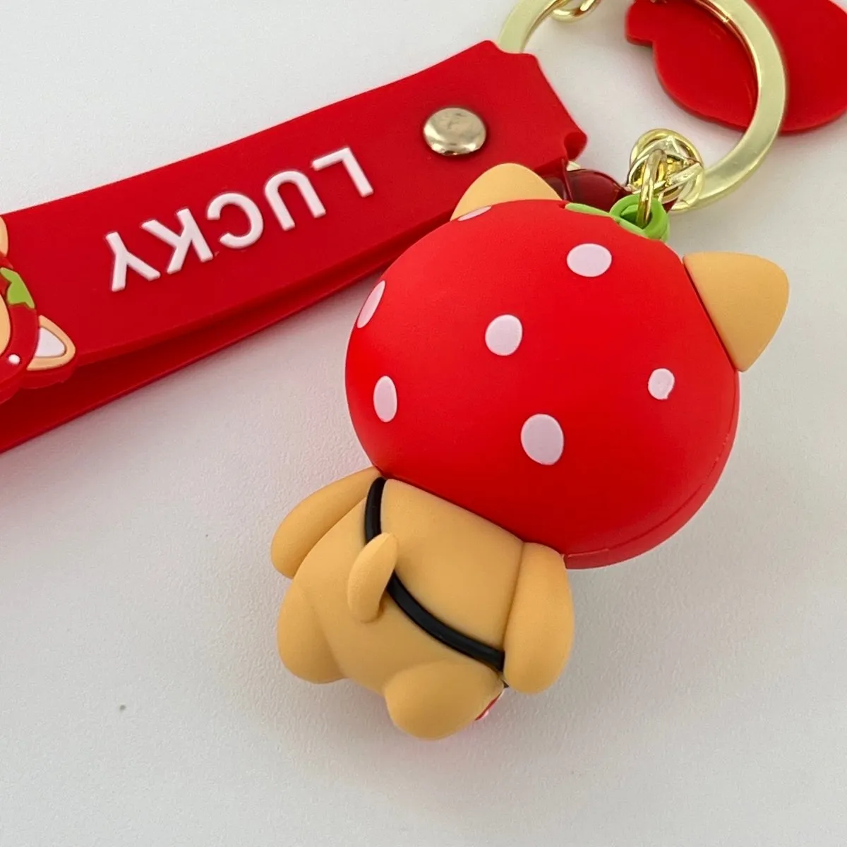 Kawaii Keychain Shiba Inu Red Strawberry