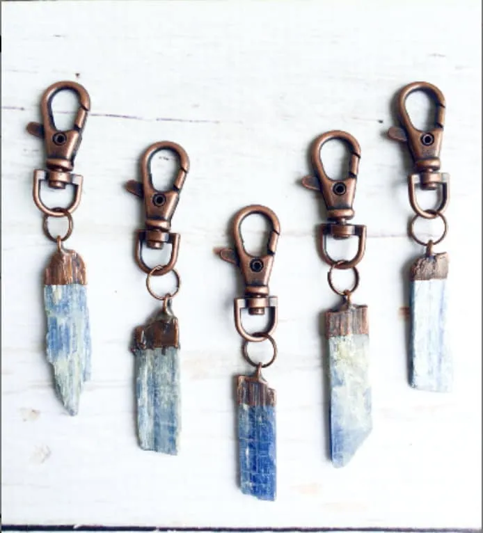 Kyanite keychain | Raw crystal keychain