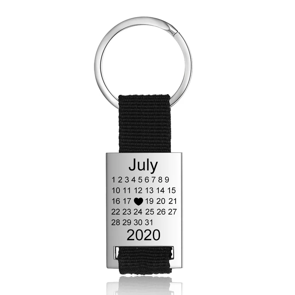 Personalized Calendar Keychain- Custom Date & Picture Calendar Keychain Gift for Dad