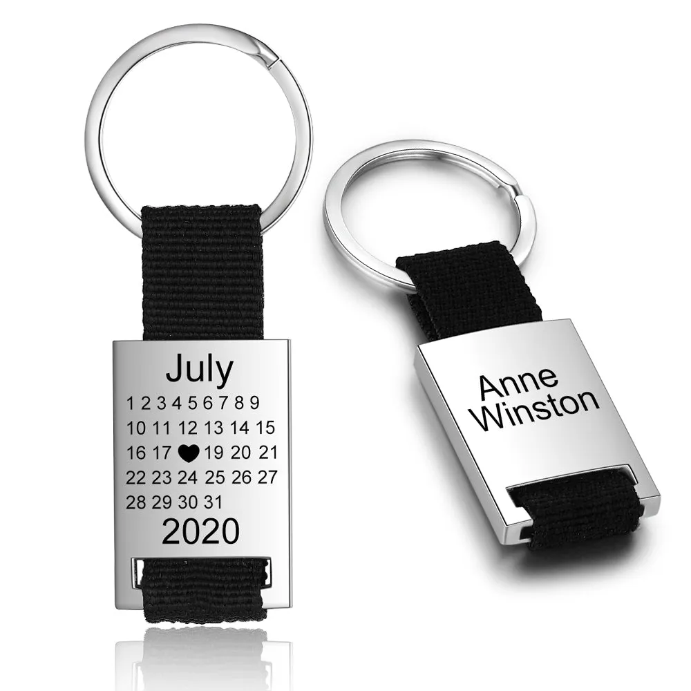 Personalized Calendar Keychain- Custom Date & Picture Calendar Keychain Gift for Dad