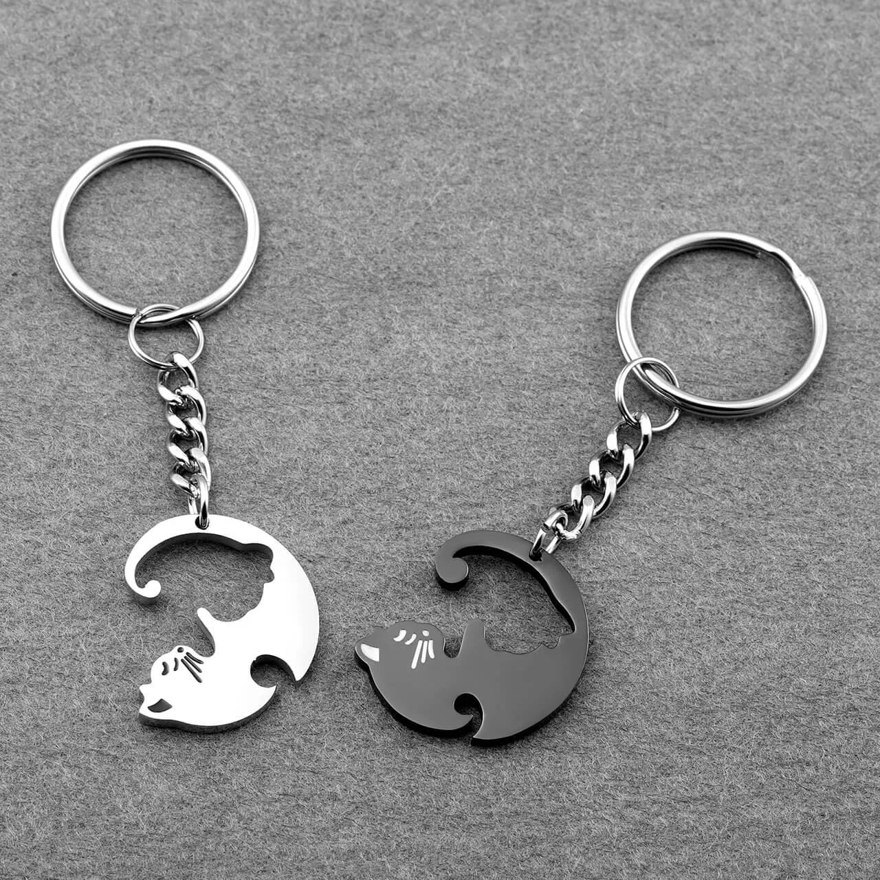 Personalized Cat Puzzle Matching Name Keychain | Jovivi