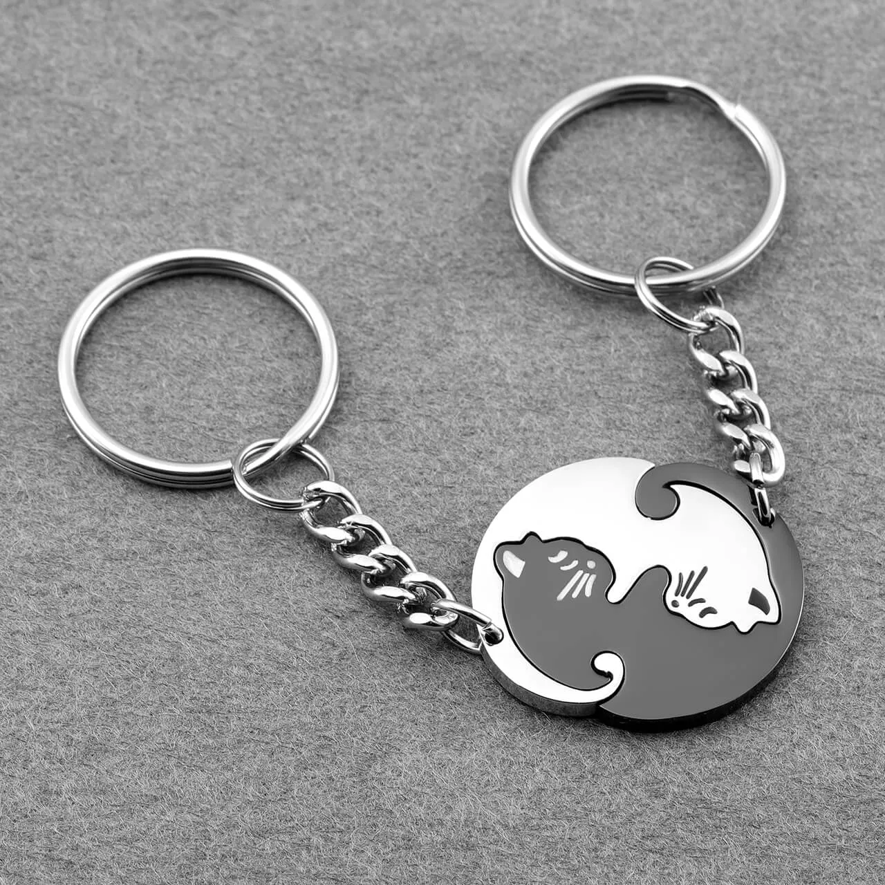 Personalized Cat Puzzle Matching Name Keychain | Jovivi