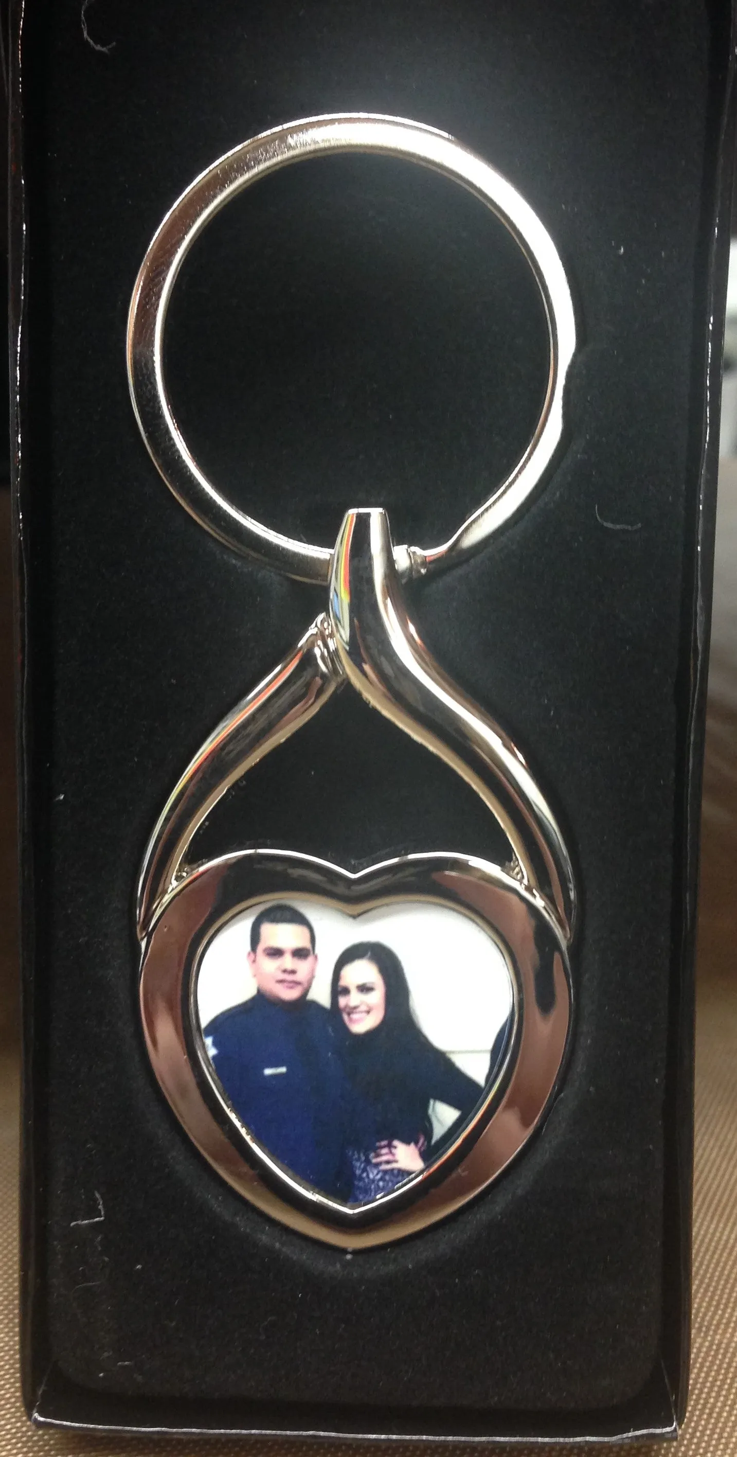 Personalized Chrome Photo Heart Keychain - Custom Design