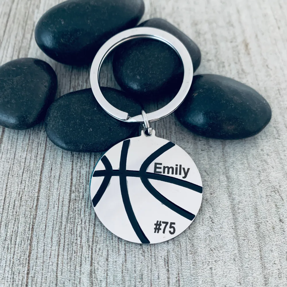 Personalized Engraved Basketball Keychain