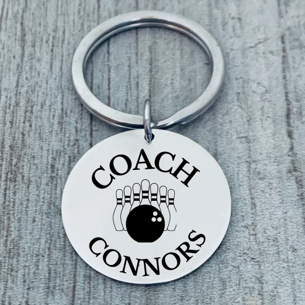 Personalized Engraved Bowling Coach Keychain - Pick Style