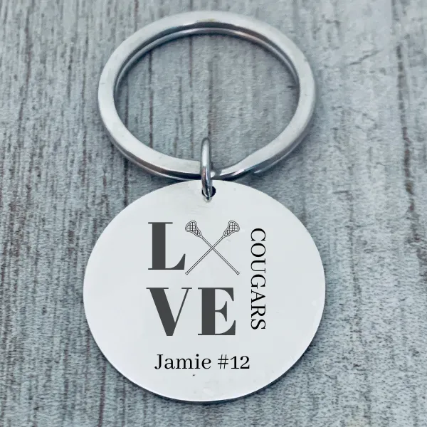 Personalized Engraved Lacrosse Stick Keychain