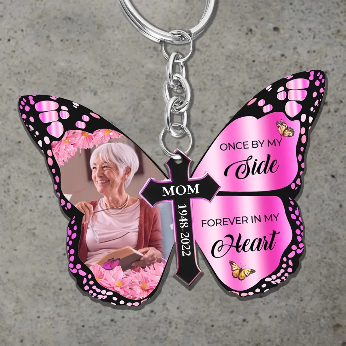 Personalized Memorial Keychain Lost Of Dad Mom Forever In My Heart Keychain Remembrance Gifts