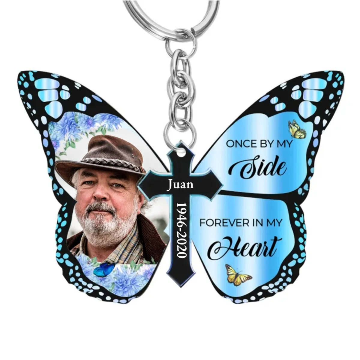 Personalized Memorial Keychain Lost Of Dad Mom Forever In My Heart Keychain Remembrance Gifts