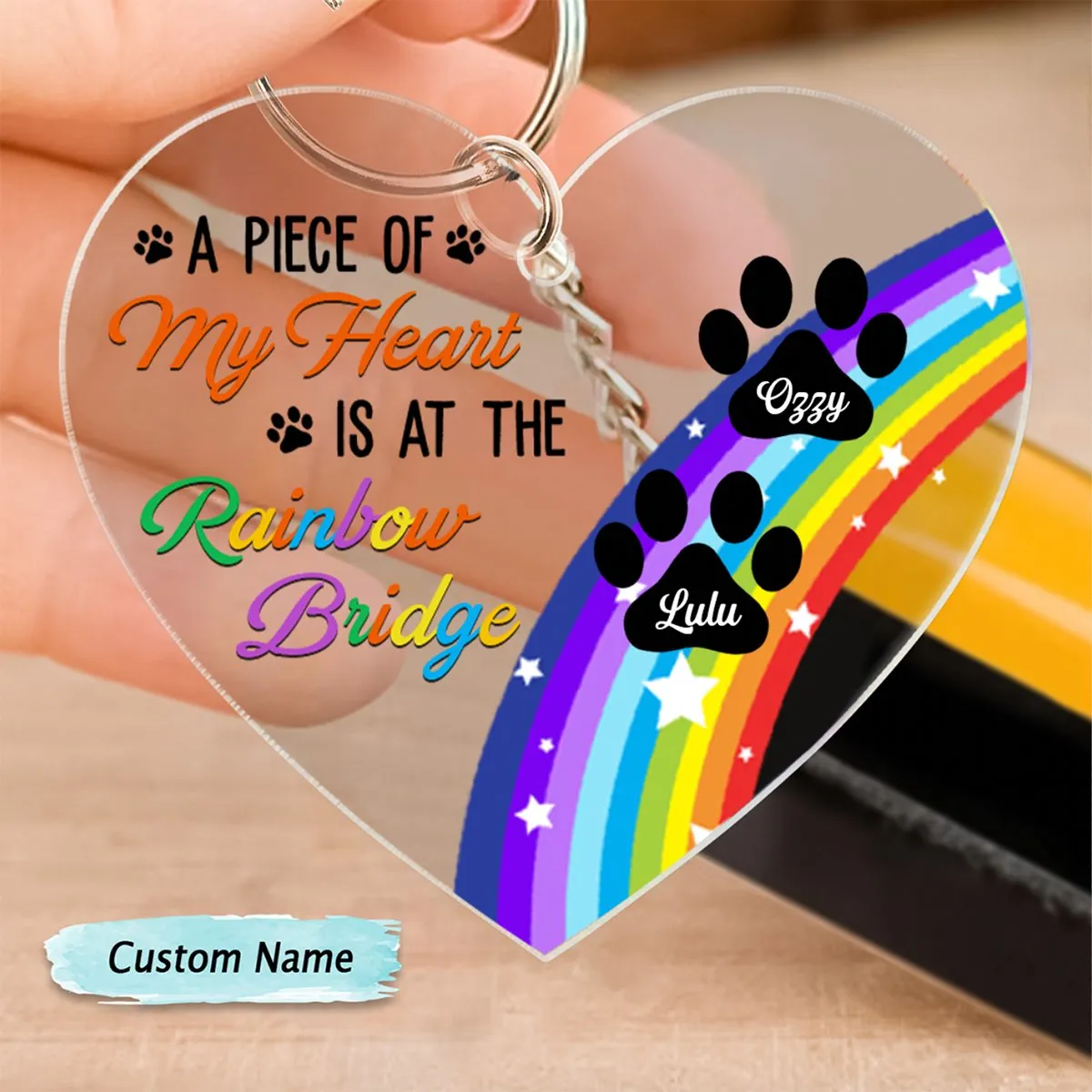 Pet Lovers - A Piece Of My Heart Is At The Rainbow Bridge - Personalized Acrylic Keychain