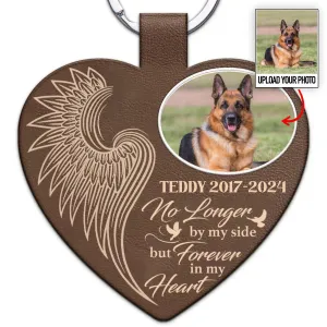 Pet Lovers -  No Longer By My Side - Personalized Leather Keychain