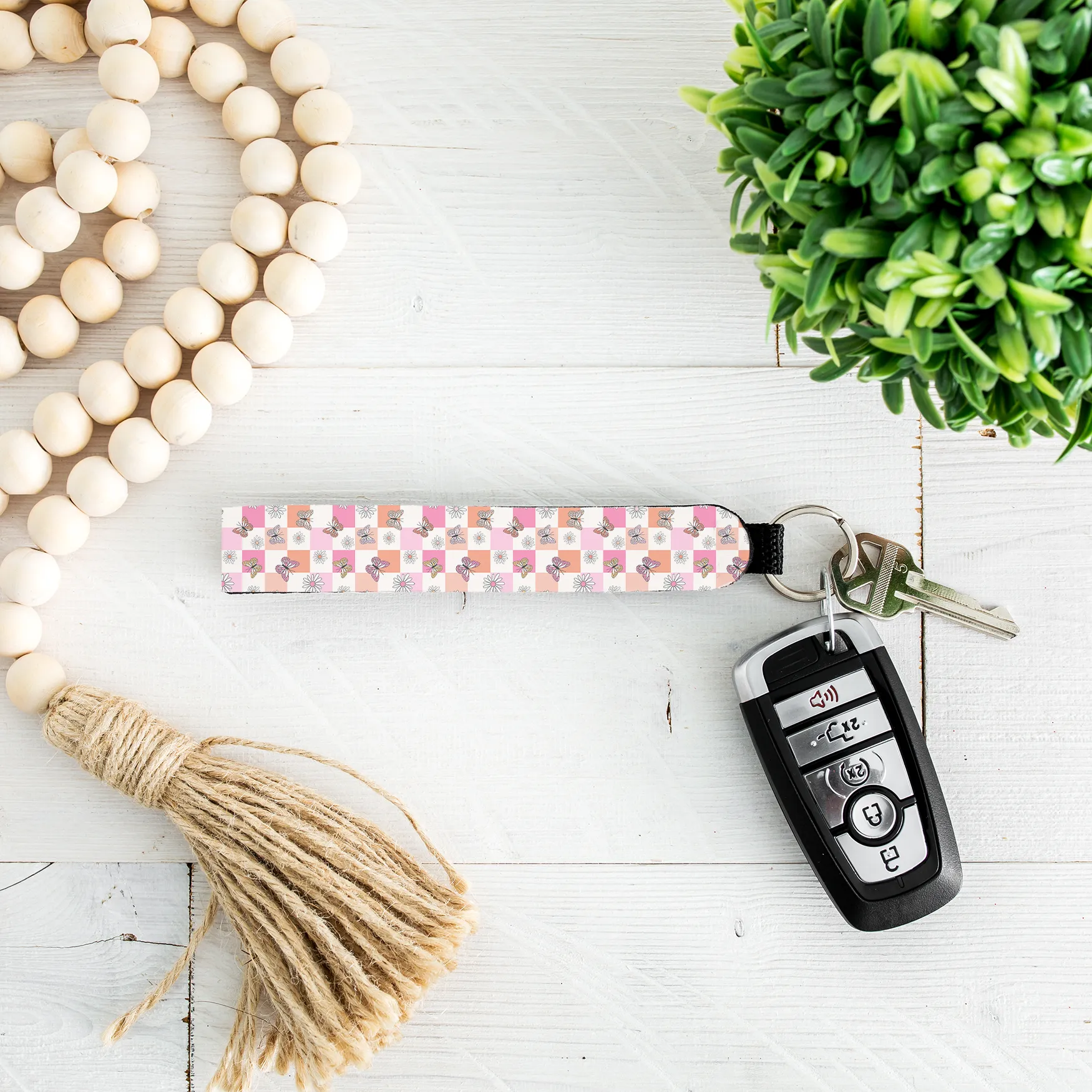 Pink Floral Butterfly Lip Balm Holder & Wristlet