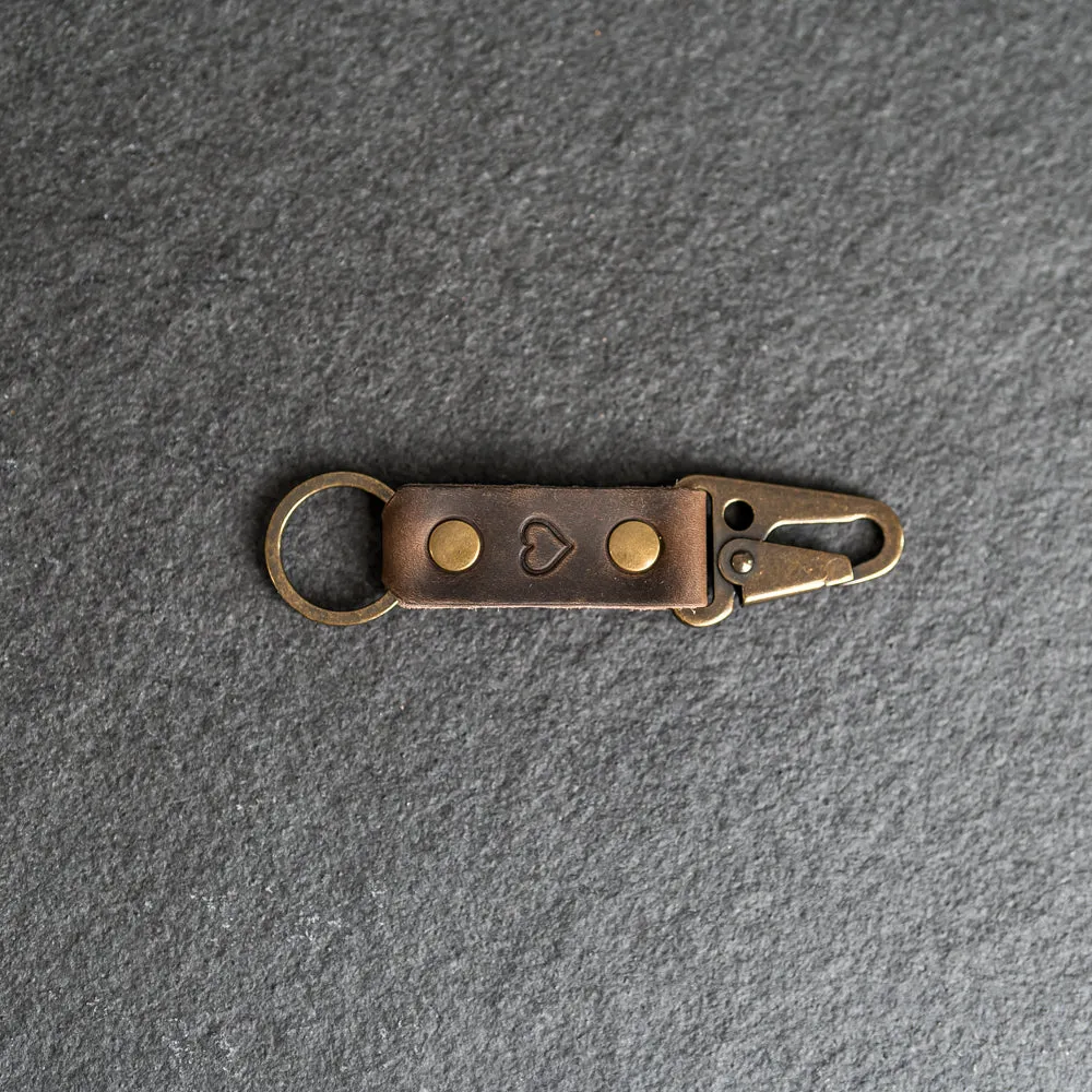 Push Clip Keychain | Personalized Premium Leather Keychain  | Custom Key Fob | Leather Gift Handmade in the USA