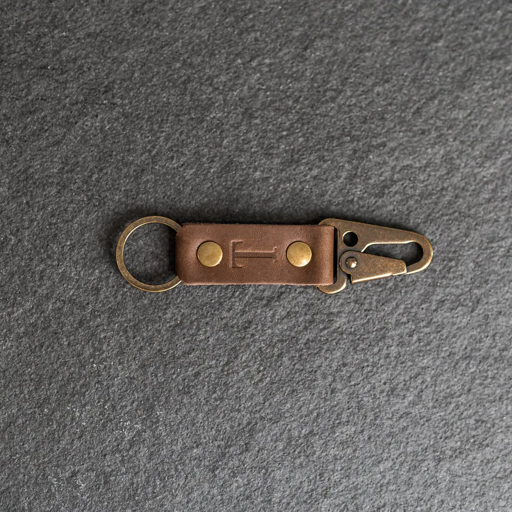 Push Clip Keychain | Personalized Premium Leather Keychain  | Custom Key Fob | Leather Gift Handmade in the USA