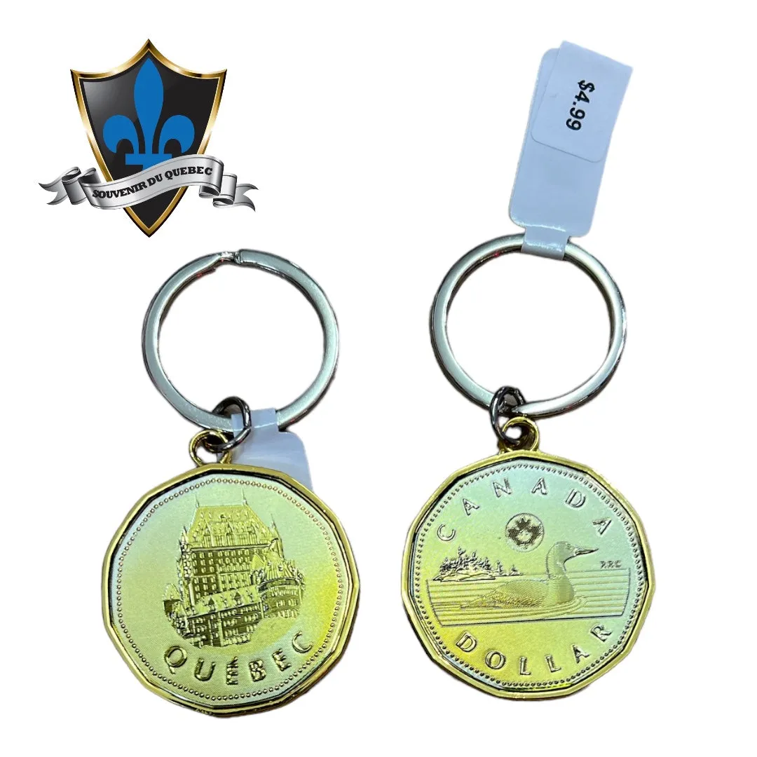 Quebec canada loonie key chain.