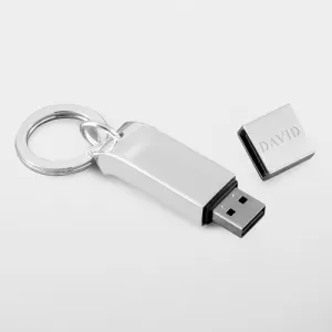 Silver Plated Key Chain with 2GB USB Drive