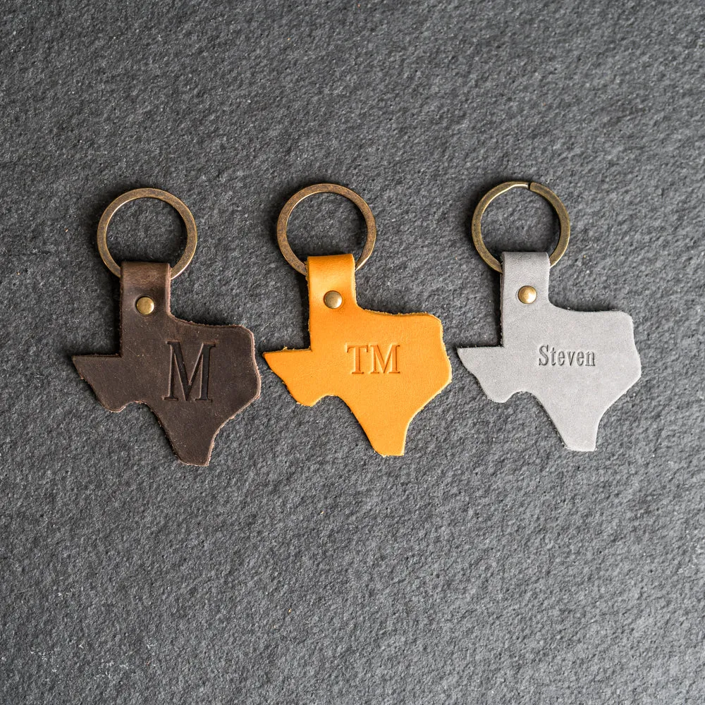 Texas Keychain | Personalized Premium Leather Keychain | Custom Key Fob | Leather Gift Handmade in the USA