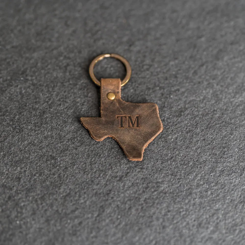 Texas Keychain | Personalized Premium Leather Keychain | Custom Key Fob | Leather Gift Handmade in the USA