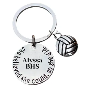 Volleyball Keychain- Engraved She Believed She Could So She Did Keychain